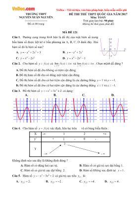 Đề thi thử 90 phút THPT quốc gia môn Toán học